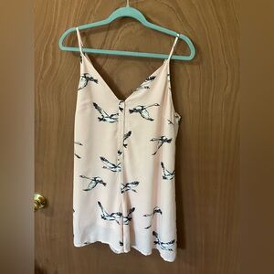 HYFVE Pink Swan Print Strappy Romper